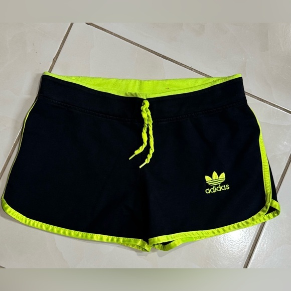 adidas Pants - adidas Black and Neon Yellow Athletic Shorts